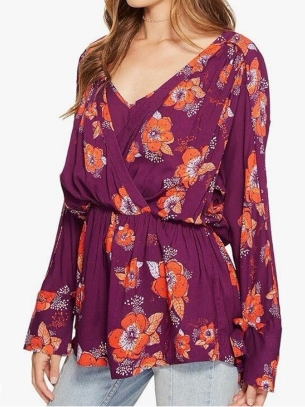 💋Free People💋 Free People Women Tuscan Dreams Tunic Blouse  Size Small